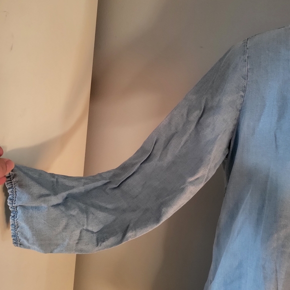 Blue Denim Ruffle Mini Dress - Picture 3 of 4